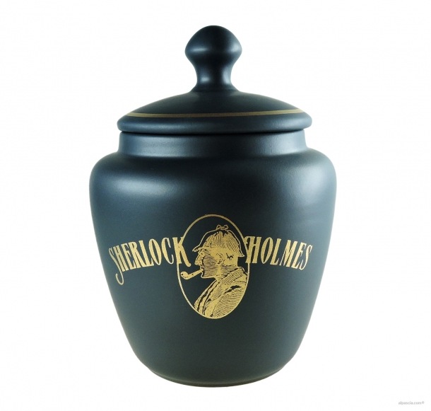 Vaso Porta Tabacco Sherlock Holmes  Blu Opaco DSH2BLO - Ceramica - 001 a