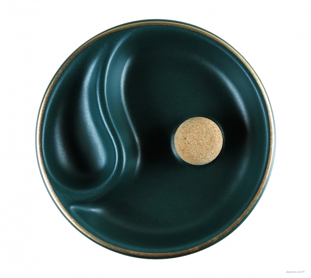 Ashtray with pipe beater and pipe rest Green Matt - Ceramic a