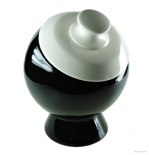 Tobacco Jar Globe Black/White D155 - Ceramic - 001 a