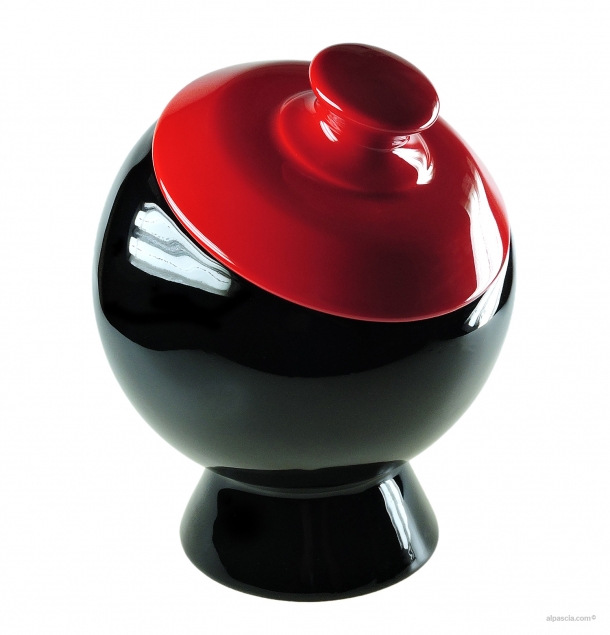 Tobacco Jar Globe Black/Red D156 - Ceramic - 003 a