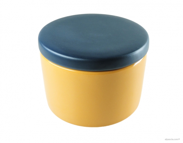 Vaso Porta Tabacco 100gr. ocra/blu D100.2 - Ceramica a