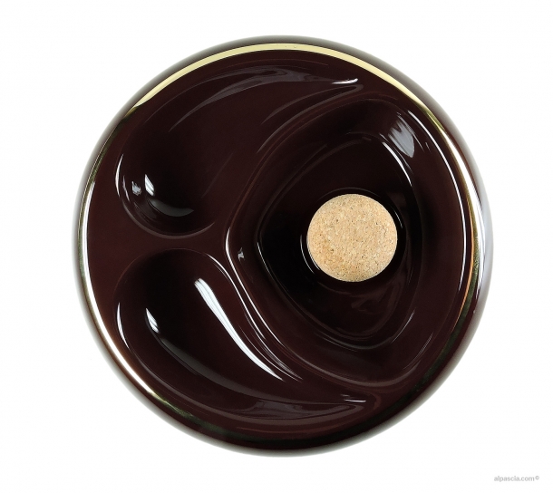 Posacenere con battipipa e 2 poggiapipa Mattone Scuro E125 - Ceramica - 002 a