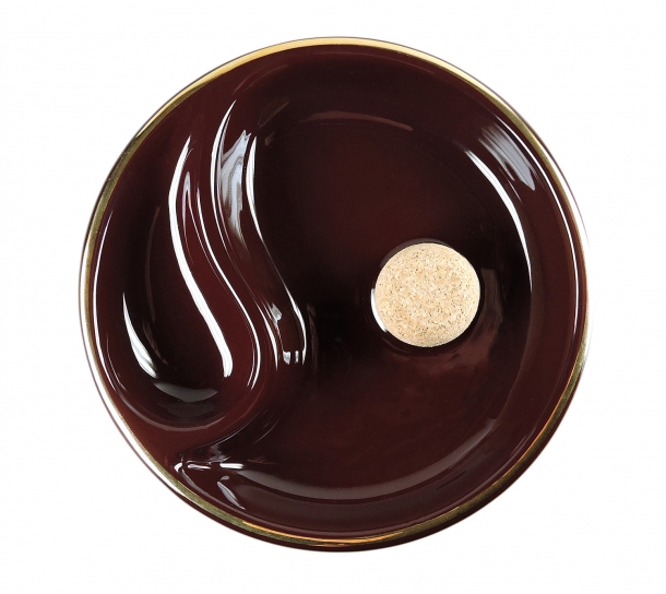 Posacenere con battipipa e poggiapipa Marrone Scuro E105M - Ceramica a