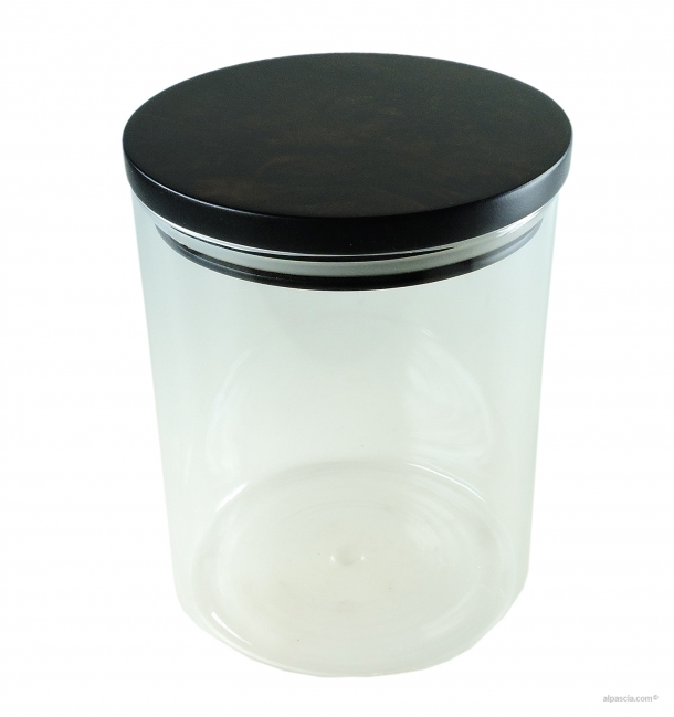 Glass tobacco jar with walnut briar cap D200.2 a