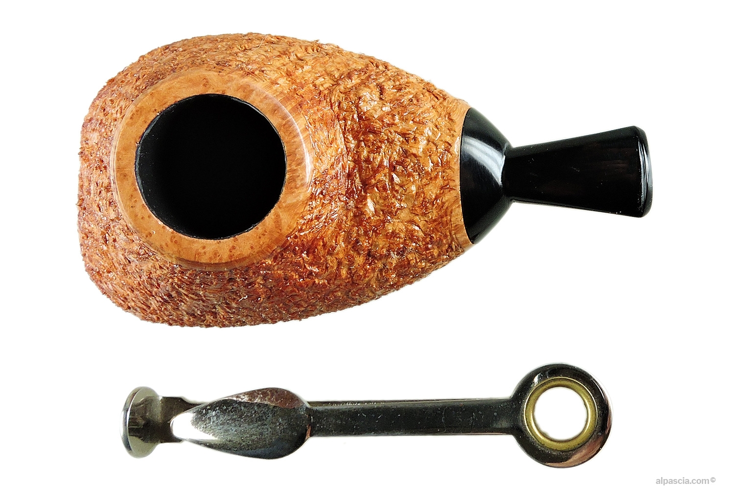 Top view of the Ganci Mopetta Rusticated pipe (067d)