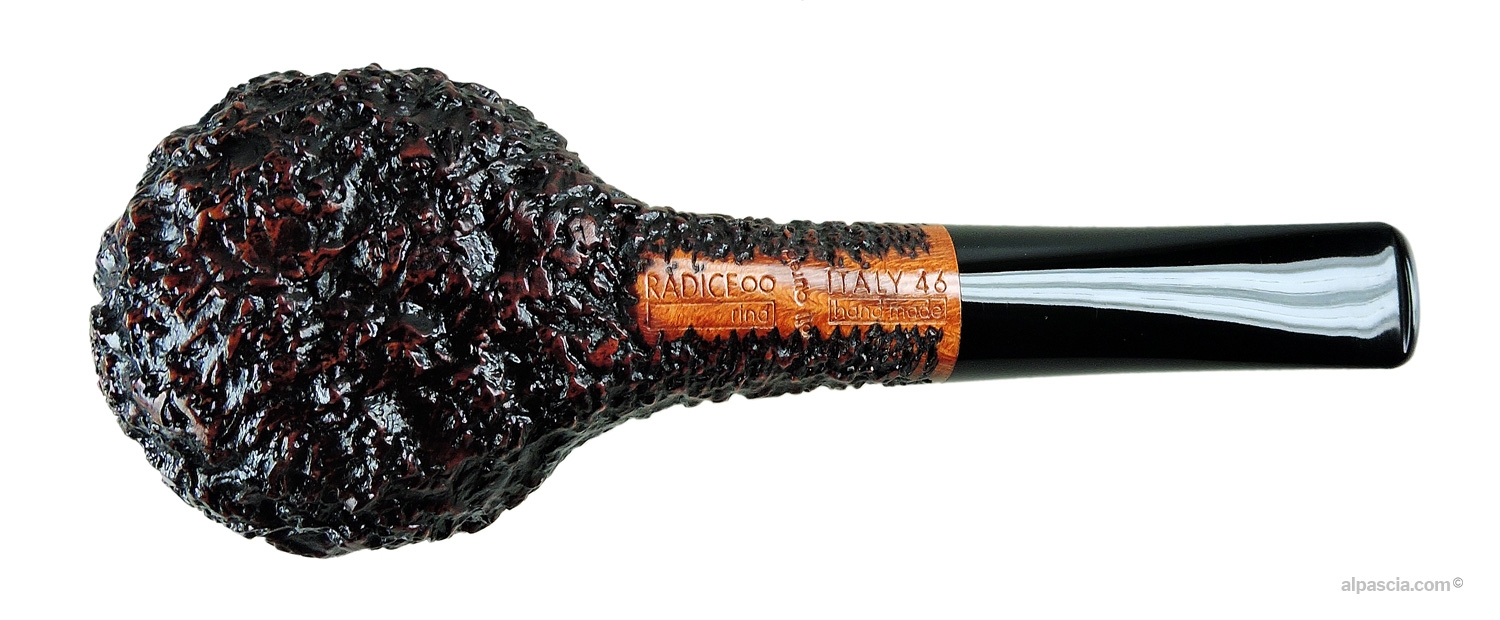 Radice Rind Oil Cured Straight Apple Pipe - bottom view and Oil Cured hallmark