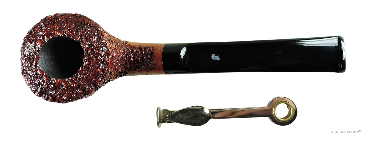 Ser Jacopo R1 Rusticated Half-Bent Horn Pipe - rim and bowl detail