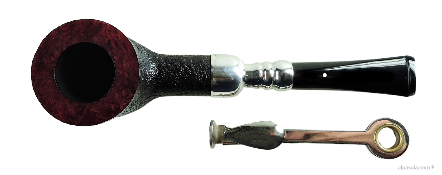Dunhill Shell Briar 5122 Group 5 Silver Spigot Poker Pipe - top view showing cylindrical bowl