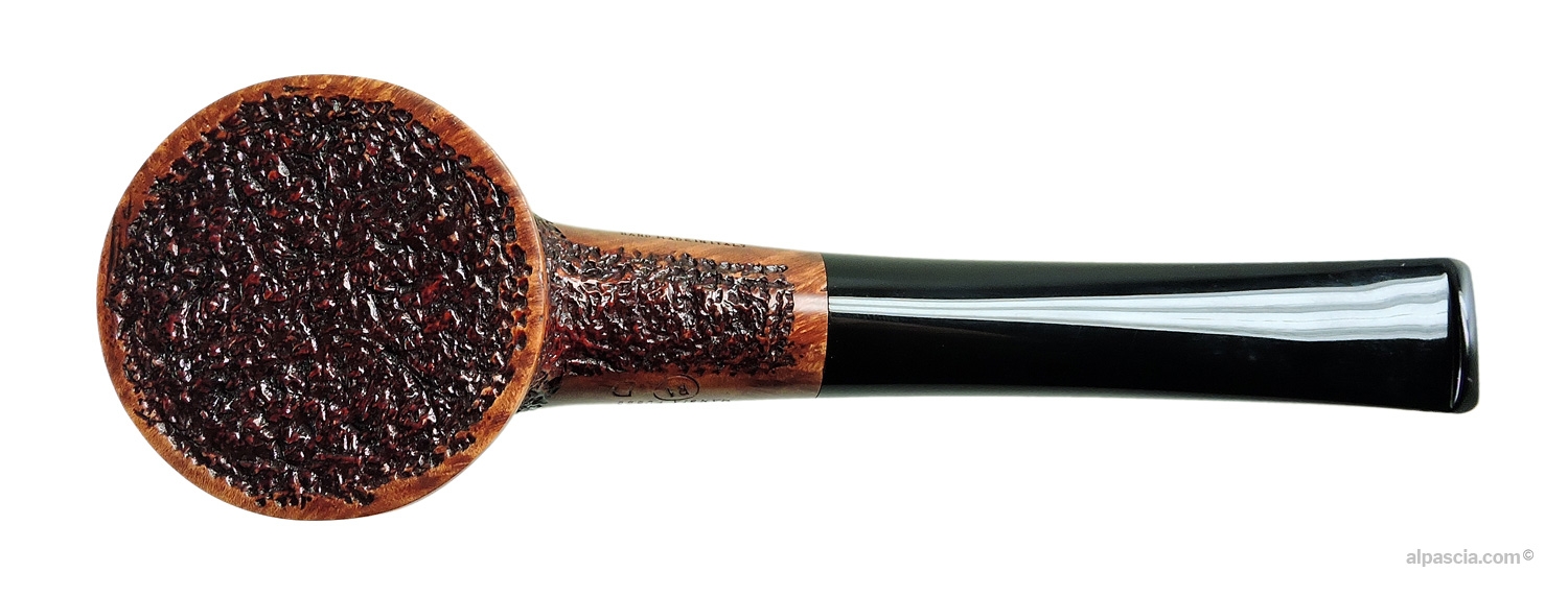 Ser Jacopo Mangia Fuoco R1 D Pipe - bottom view showing rusticated texture and hallmarks