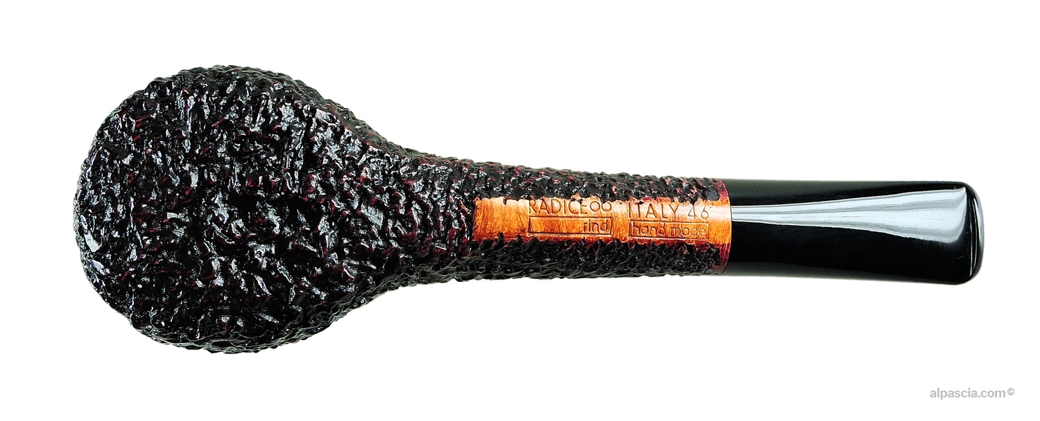 Radice Rind Semi-Rusticated Straight Pipe - bottom view of the straight shank and hallmarks
