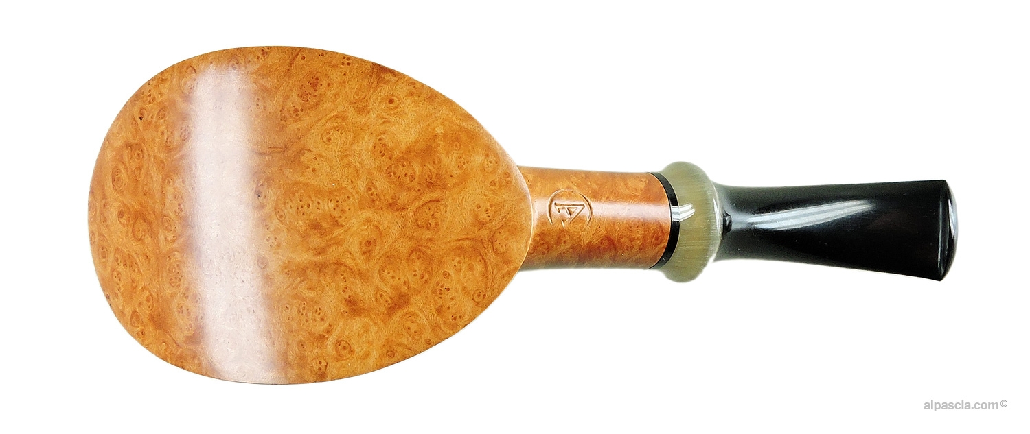 Alinetu by Daniele Carbini Smooth Natural Bent Volcano Pipe - bottom view and hallmarks