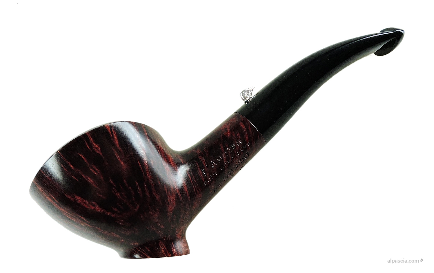 L'Anatra 1 Egg Smooth Bent Freehand Pipe - left side view showing the iconic duck hallmark on the stem