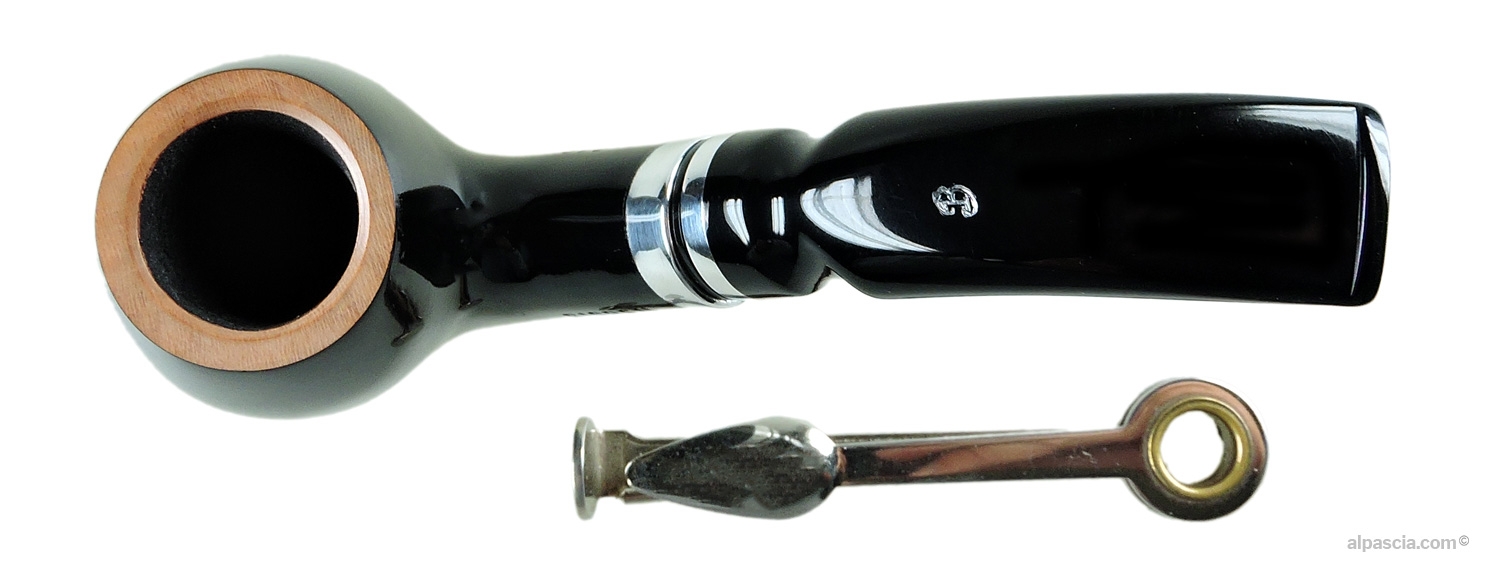 Pipa Big Ben Spectrum 018 Black Polish 9mm - vista dall'alto del rim lucido e del fornello
