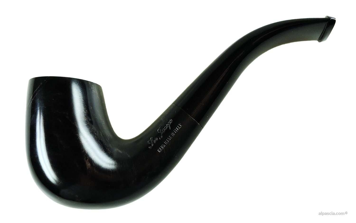 Pipa Ser Jacopo Niger L Billiard Curva Liscia - vista del profilo curvo e della finitura liscia a contrasto