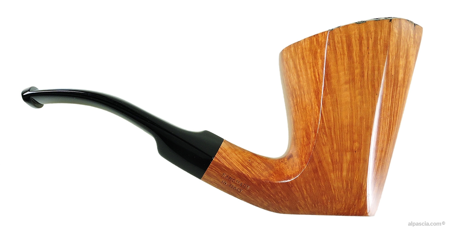 Valbruna Smooth Light 3 Jellyfish Bent Panel Pipe - right side view highlighting the flat faceted surfaces of the bowl