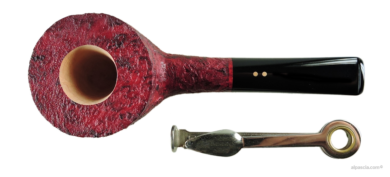 Radice Silk Cut Sandblasted Straight Pot Pipe - top view showing the wide sandblasted rim and broad tobacco chamber
