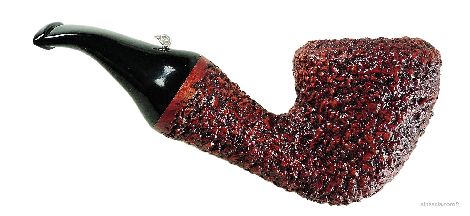 Pipa L'Anatra Rusticata Chubby Curva - vista laterale destra che mostra lo spessore generoso della radica