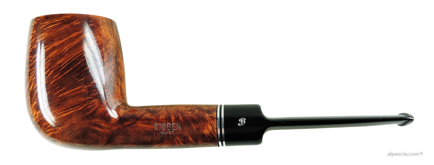 Pipa BigBen Giant Tan Polish 401 Billiard Liscia - vista del profilo dritto gigante con finitura bionda lucida