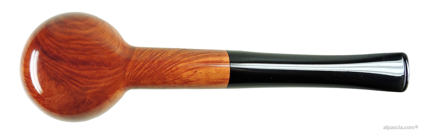 Pipa Big Ben Giant 284 Nature Polish Pot Diritta - vista inferiore del cannello dritto e della venatura naturale del legno