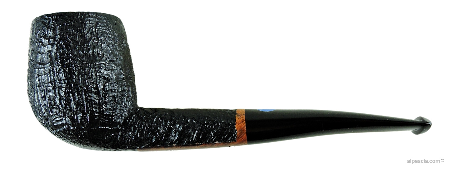Valbruna Sabbiata 1 Meduse Half-Bent Billiard Pipe - left profile view showcasing the elegant semi-curved silhouette and deep sandblast