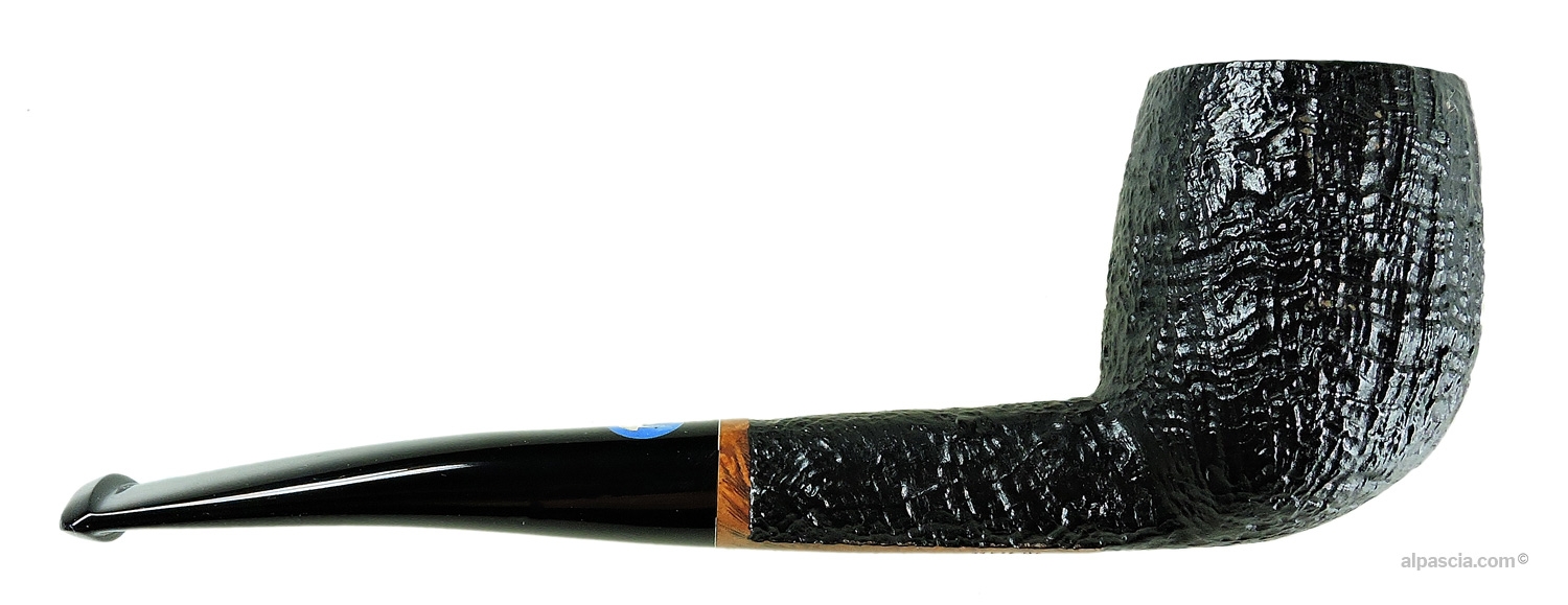 Valbruna Sabbiata 1 Meduse Half-Bent Billiard Pipe - right side view highlighting the slightly curved black ebonite stem