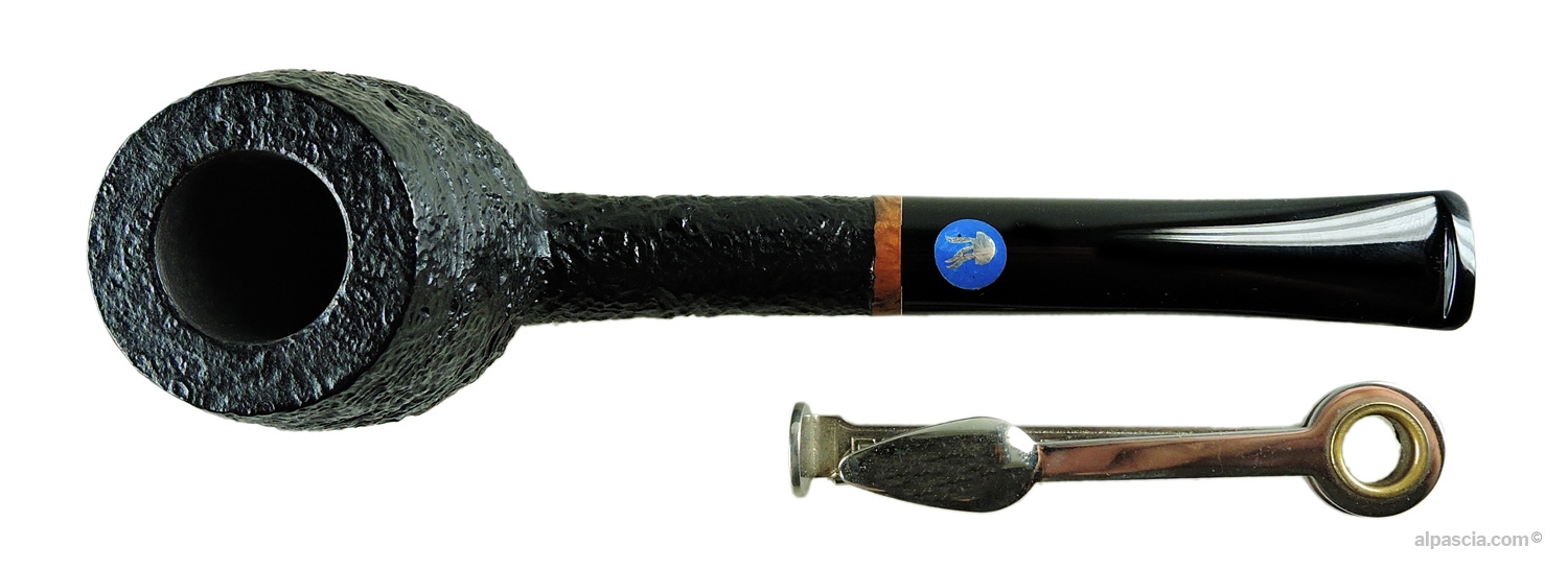 Valbruna Sabbiata 1 Meduse Half-Bent Billiard Pipe - top view showing the textured sandblasted rim and tobacco chamber