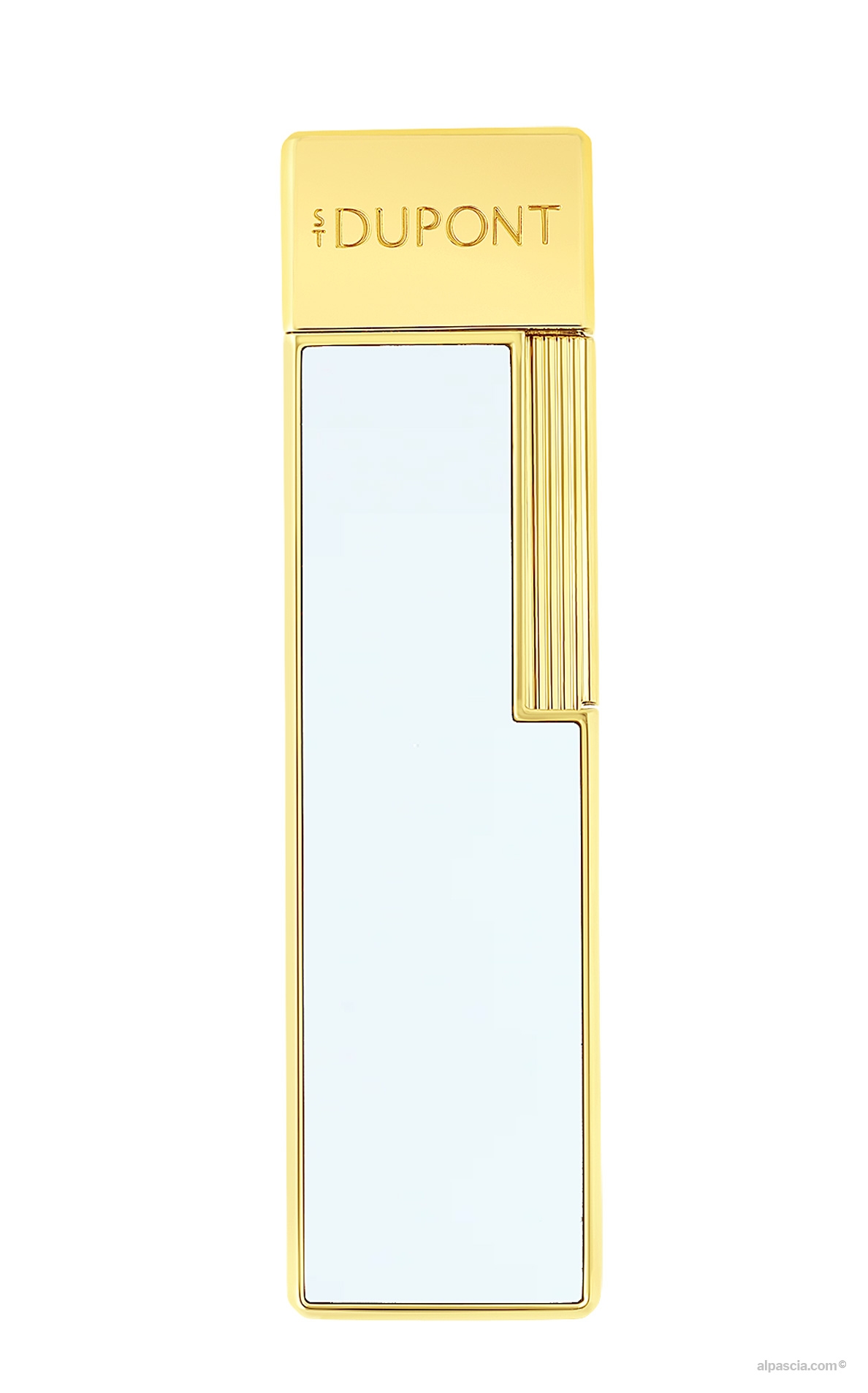 S.T. Dupont Twiggy White Lacquer Lighter 030031 - front view showcasing the elegant clean design and minimalist aesthetic
