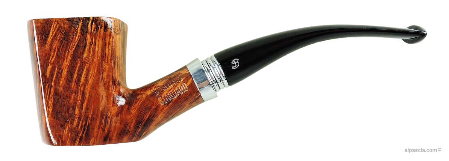 Pipa Big Ben Standard 704 Liscia Curva - vista del profilo bent panel con testa a pannelli e finitura liscia ambrata