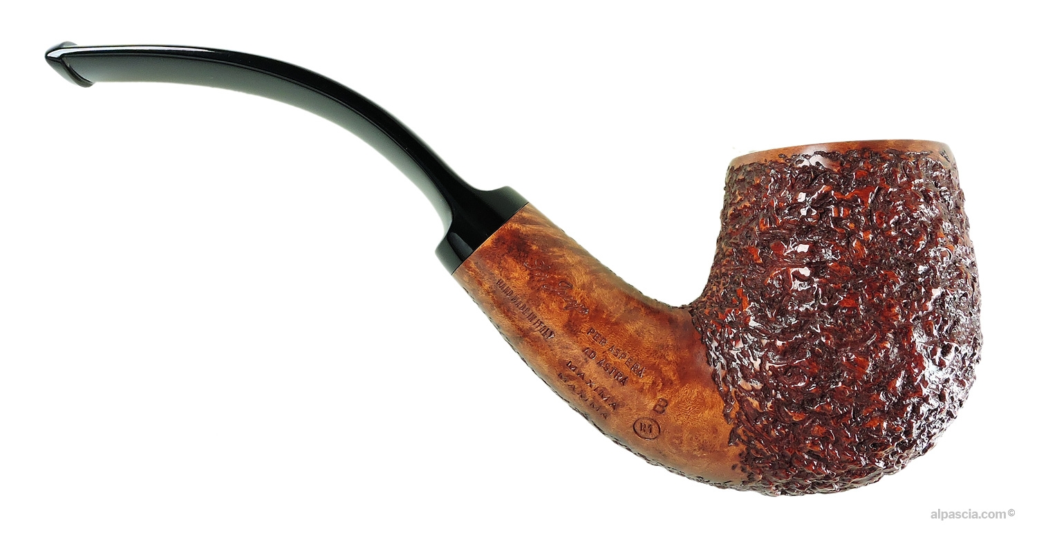 Ser Jacopo R1 B 2 Maxima Curved Pipe - right side view highlighting the rugged hand-carved finish