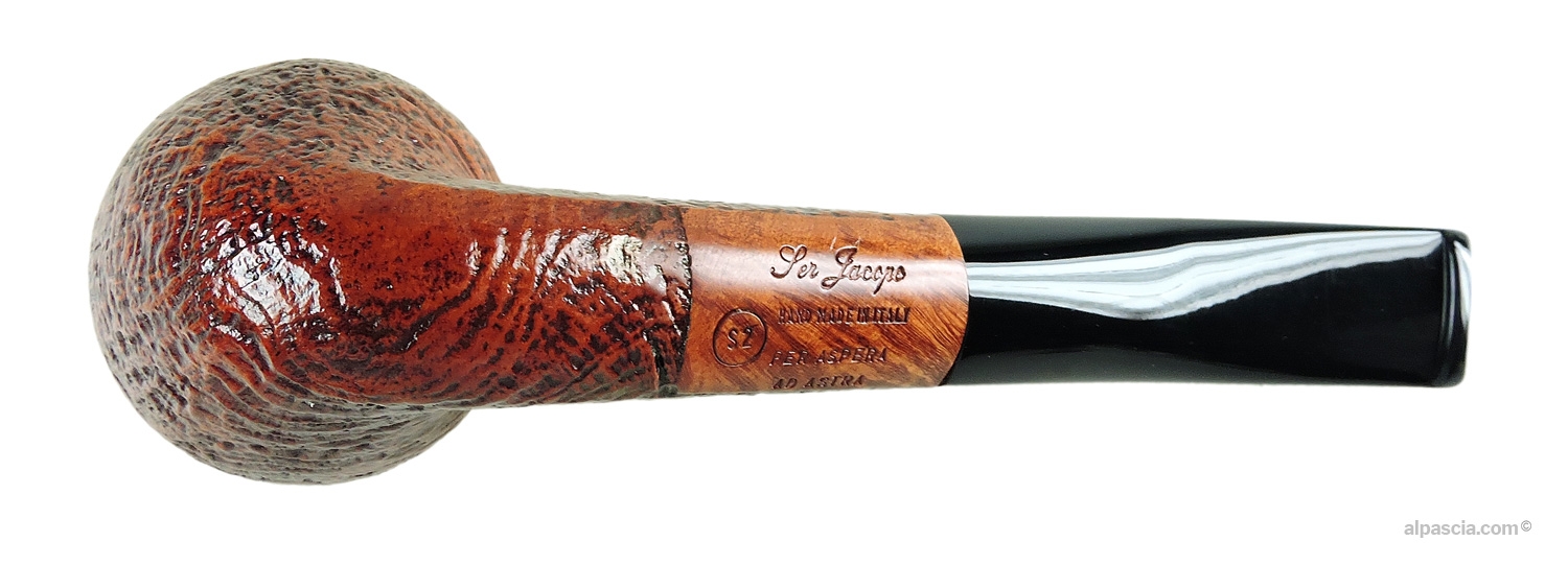 Ser Jacopo S2 Curved Freehand Pipe - bottom view of the curved shank displaying authentic nomenclature stamps