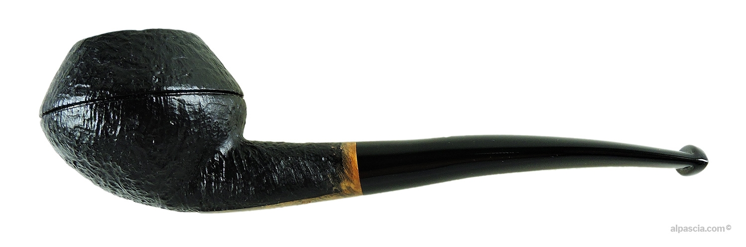 Valbruna Sabbiata 1 Meduse Half-Bent Rhodesian Pipe - left profile view showcasing the squat silhouette and crisp ring grain sandblasting