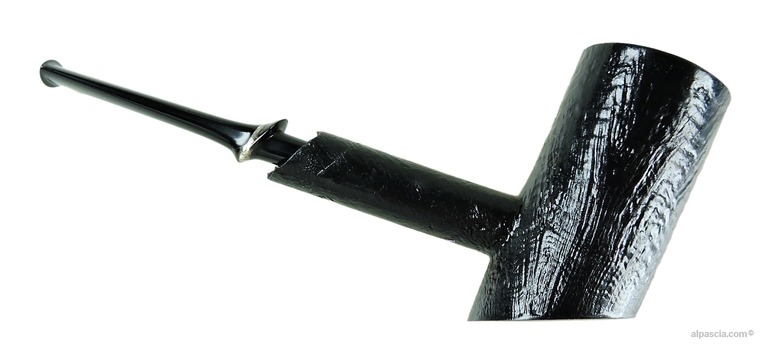 Alinetu Sandblasted Bent Cherrywood Pipe - right side view highlighting the curved shank and rugged hand-carved finish
