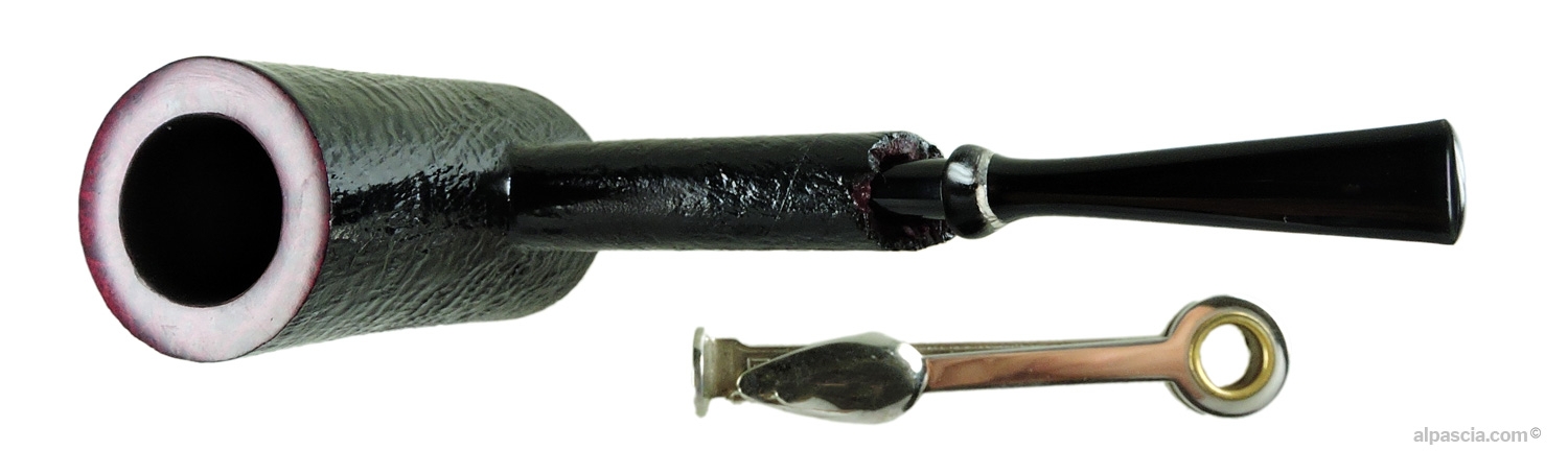 Alinetu Sandblasted Bent Cherrywood Pipe - top view showing the textured rim and cylindrical tobacco chamber