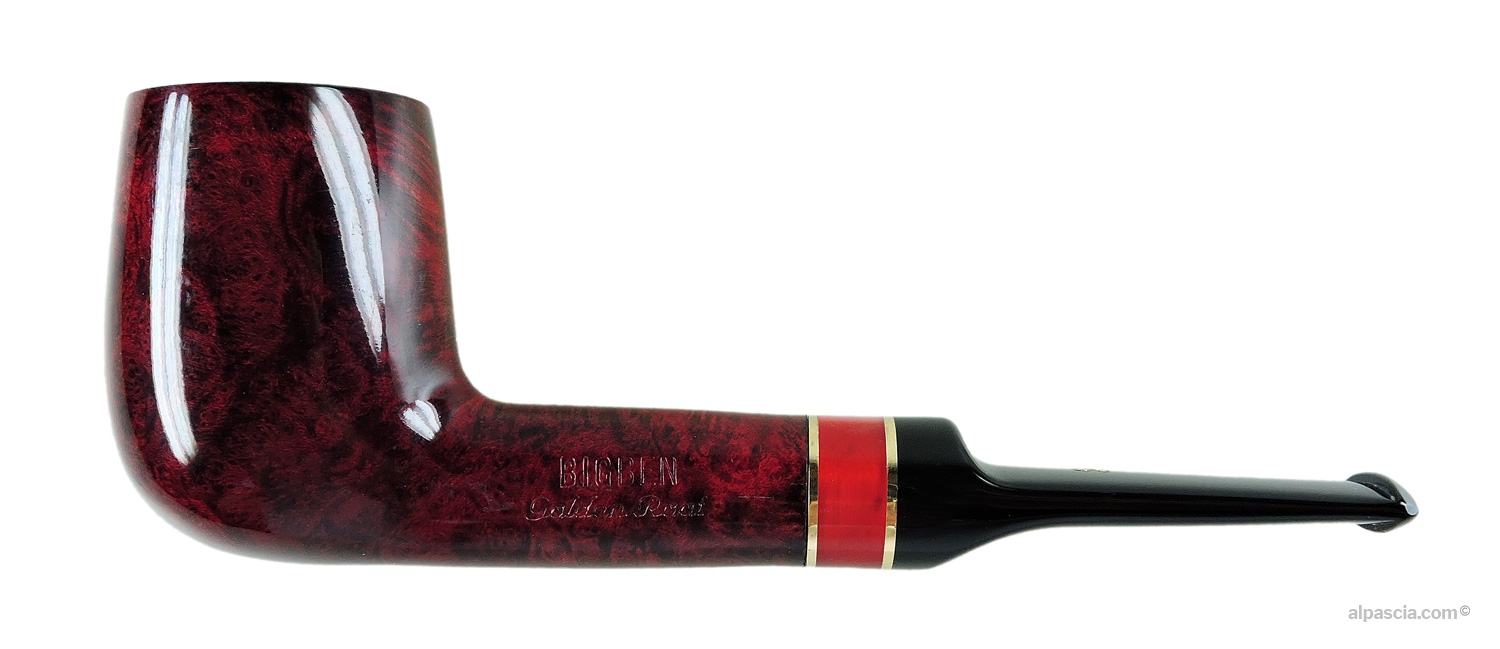 Pipa Big Ben Golden Root 108 Billiard - vista del profilo dritto con finitura liscia bicolore lucida Red Polish