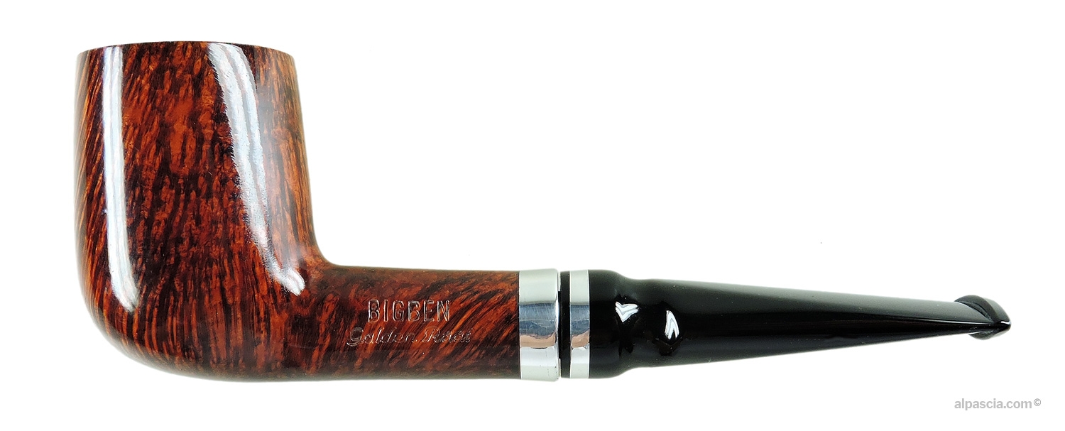 Big Ben Golden Root 108 Straight Grain Pipe - left profile view showcasing the premium vertical flame grain and polished aluminum band