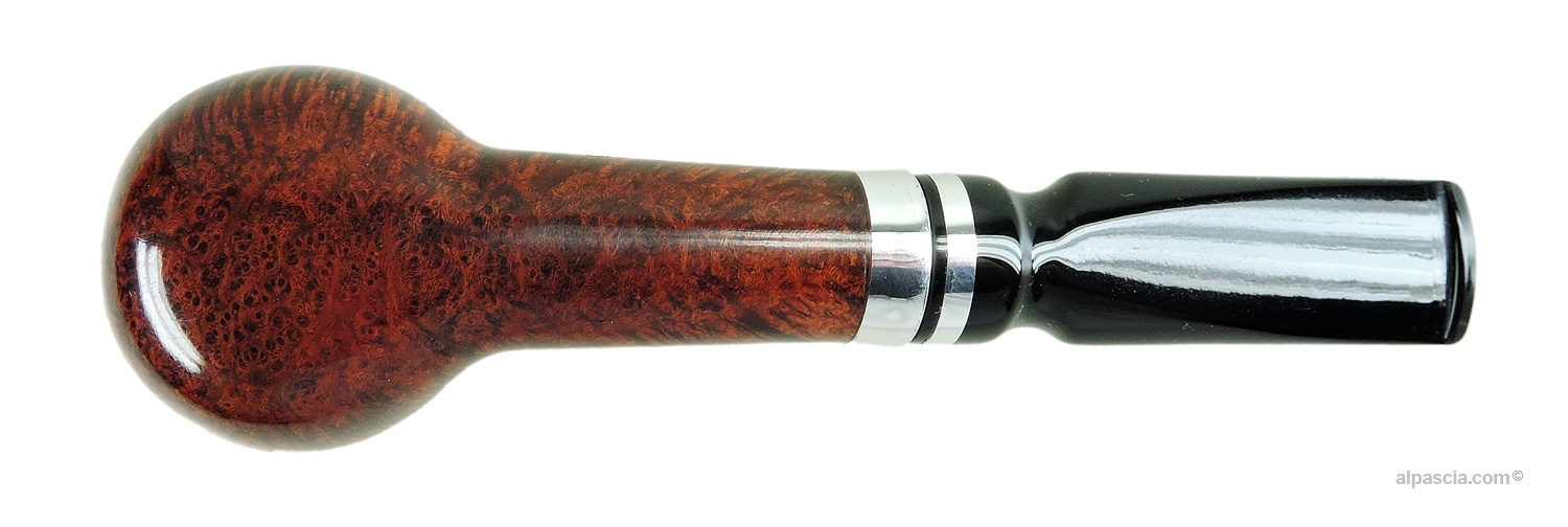 Big Ben Golden Root 108 Straight Grain Pipe - bottom view of the straight shank displaying authentic stamps and aluminum ring detail