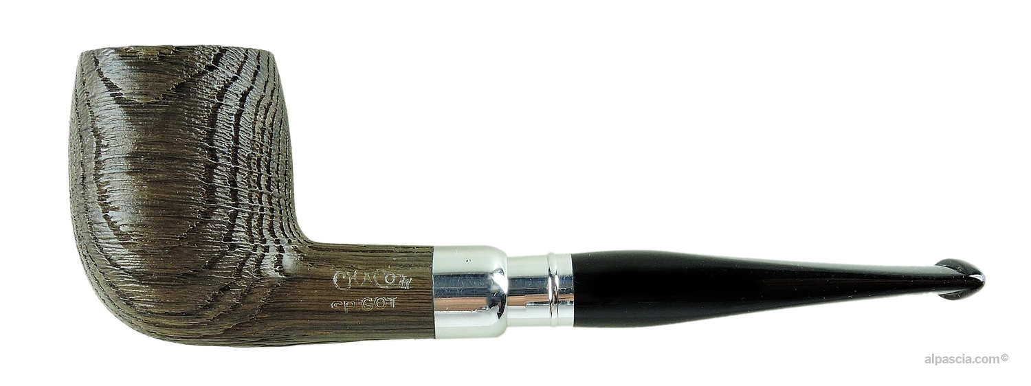 Chacom Morta Spigot 186 Straight Pipe - left profile view showcasing the dark bog oak straight billiard silhouette and spigot mount