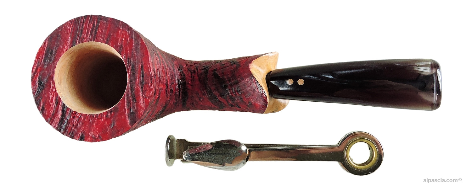 Radice Silk Cut Bent Dublin Pipe - top view showing the flared rim and wide conical tobacco chamber