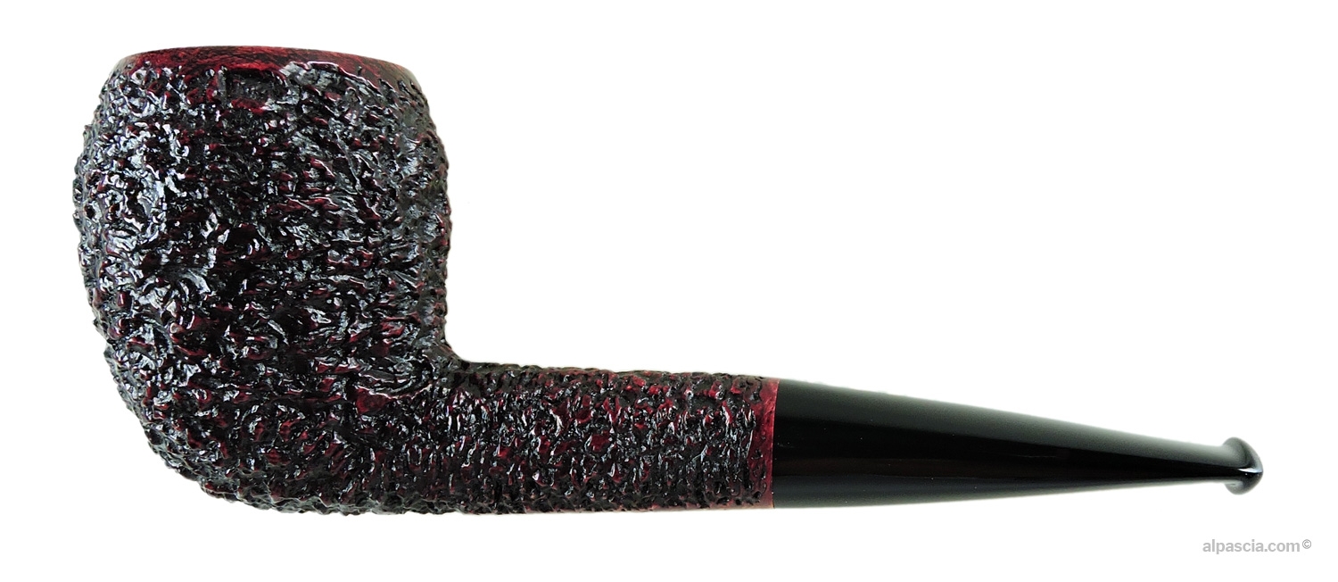 Pipa Radice Rind Semirusticata Pear Diritta - vista di profilo del modello a pera che mostra l'alternanza tra superficie liscia e rusticata