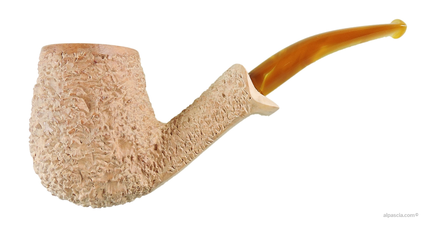 Pipa Radice Rind Pure Billiard Curva - vista di profilo del modello bent billiard in finitura rustica chiara naturale senza tinta