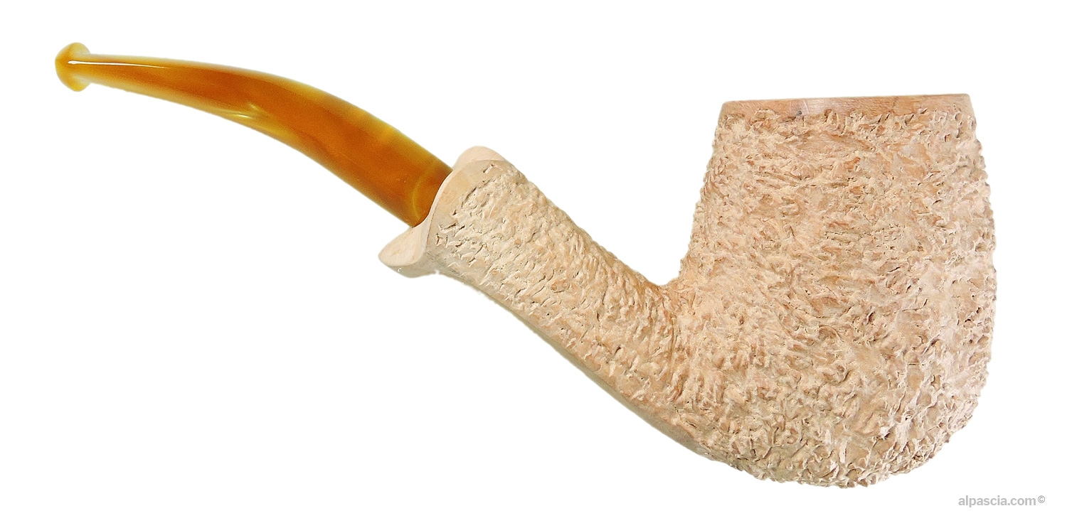 Pipa Radice Rind Pure Billiard Curva - vista laterale destra che mostra la tonalità vergine della radica lavorata a sgorbia