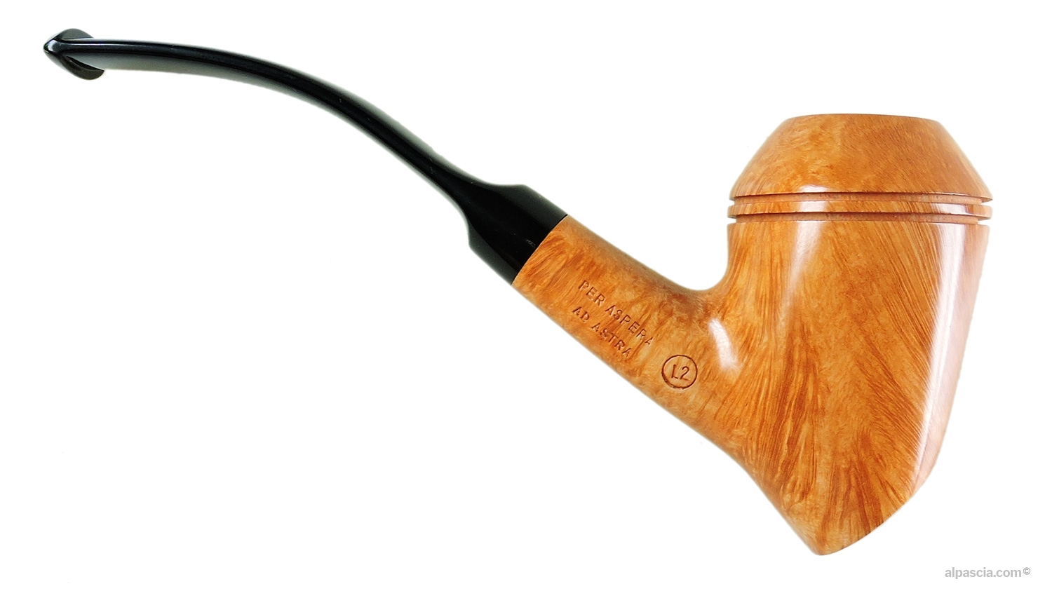 Pipa Ser Jacopo L2 Curva Naturale - vista laterale destra che evidenzia la fiammatura fitta e pulita del grading di grado 2
