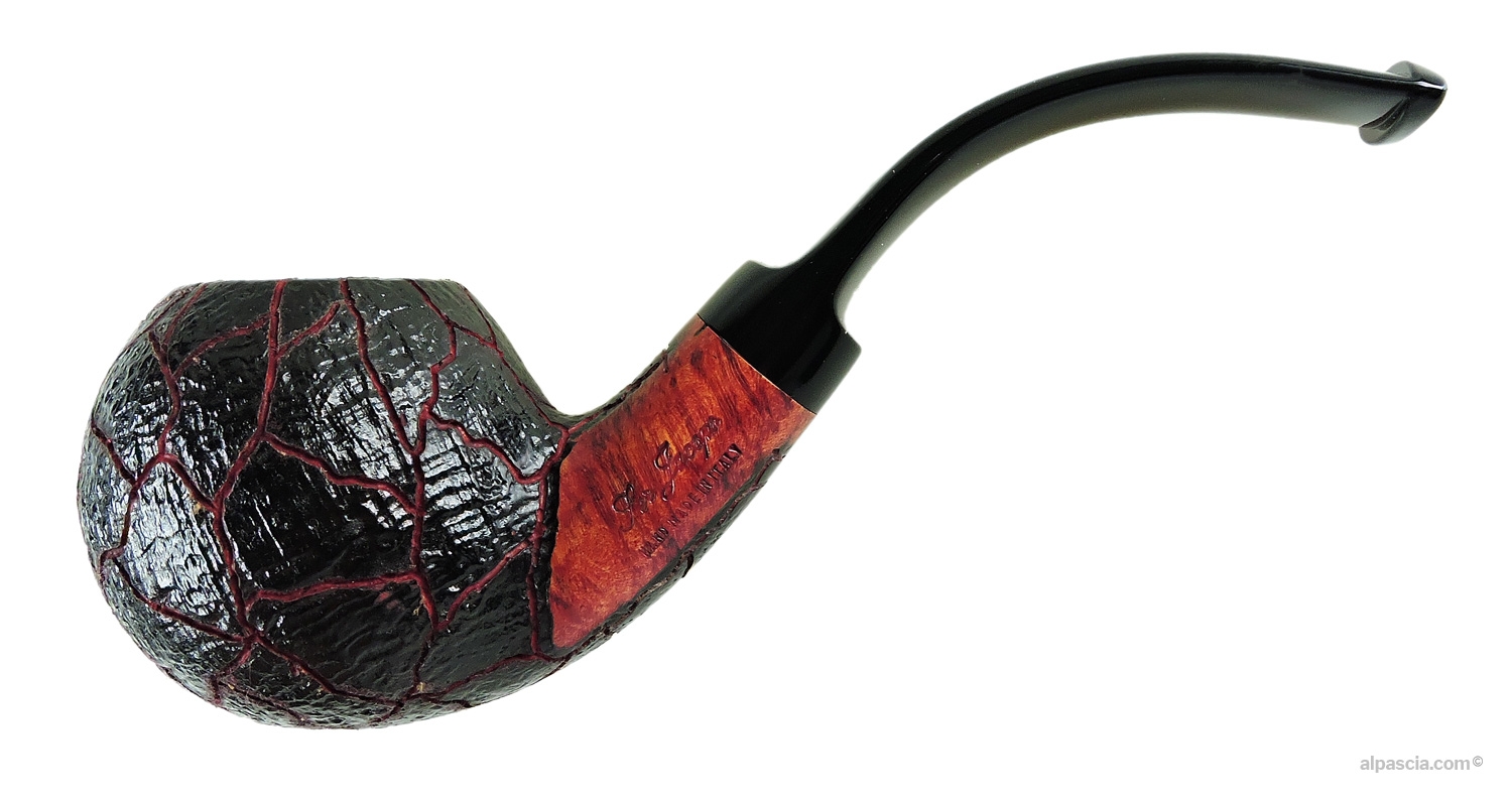Ser Jacopo S1 Maior A Bent Apple Pipe - left profile view showcasing the unique Maior texture with hand-gouged lines over a sandblasted base