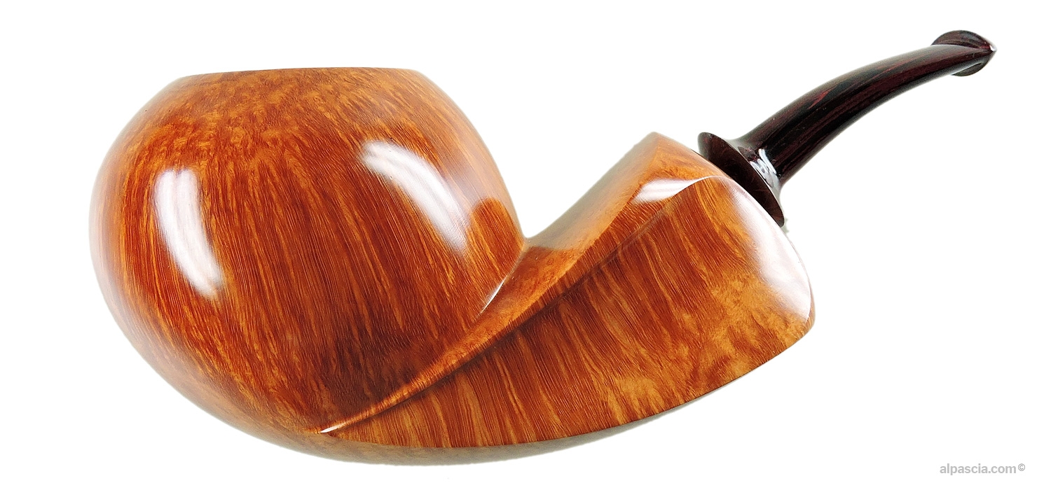Pipa Ganci 3F Liscia Curva Forma Libera - Profilo dello shape scultoreo unico con bocchino in cumberland