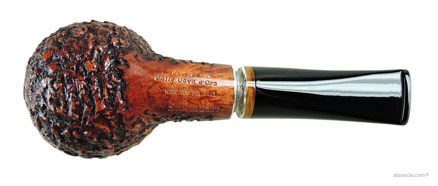 L'Anatra Scottanaso Chubby Pipe - Bottom view displaying the short shank and iconic silver duck head logo