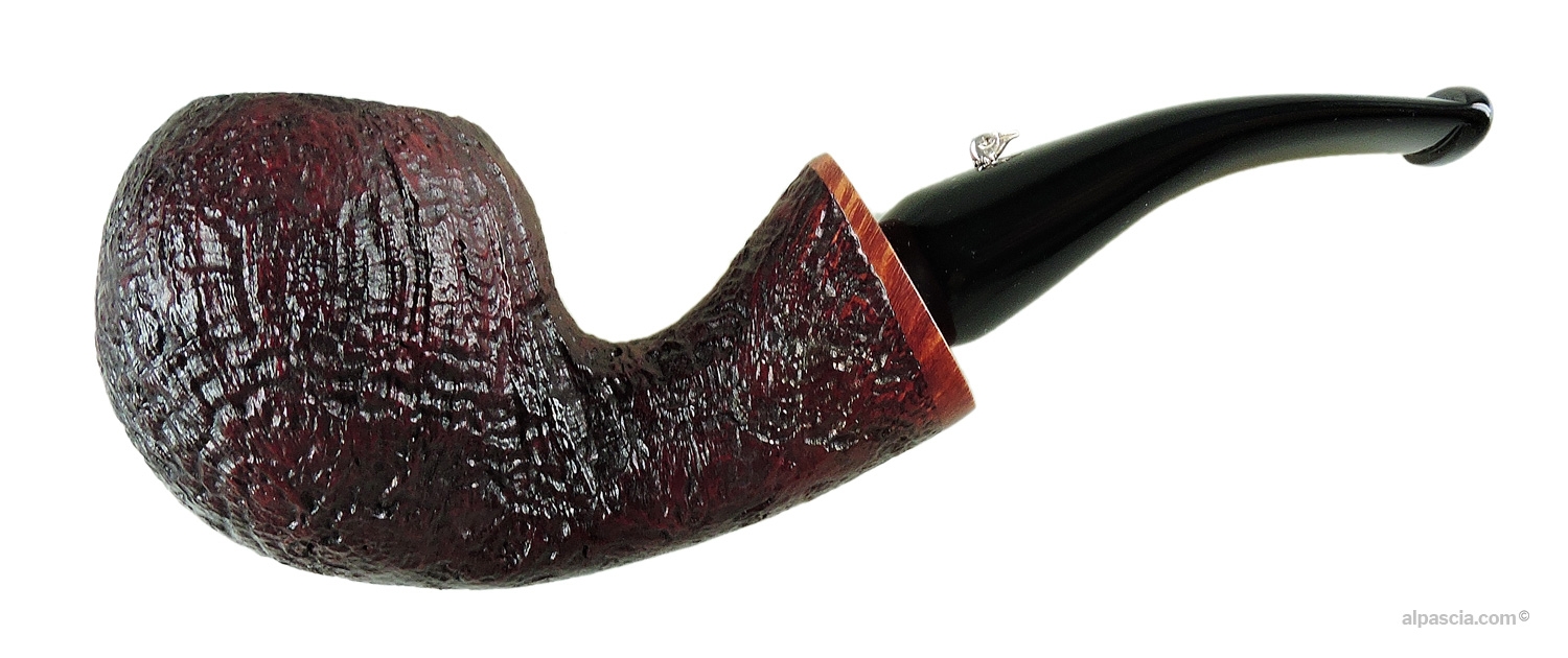 Pipa L'Anatra Sabbiata Curva - Profilo del modello bent dal design sinuoso con profonda sabbiatura scura