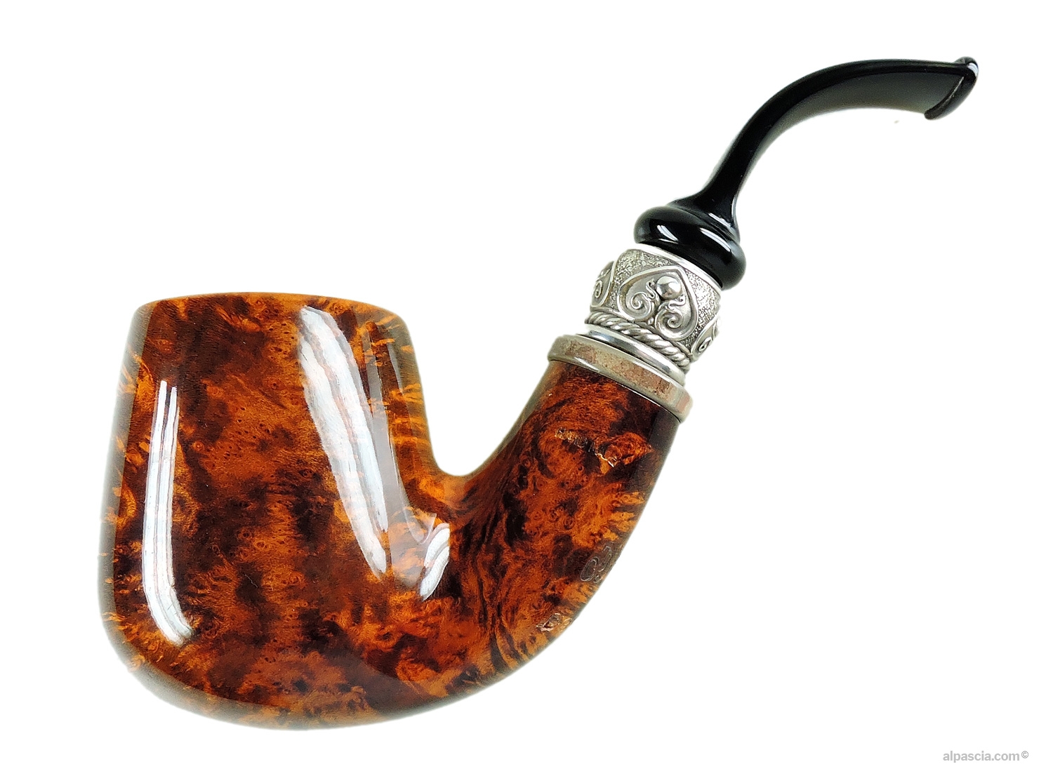 Pipa Peder Jeppesen Ida Boutique Gr 6 - Profilo scultoreo d'alta gamma con venature fitte e inserto prezioso