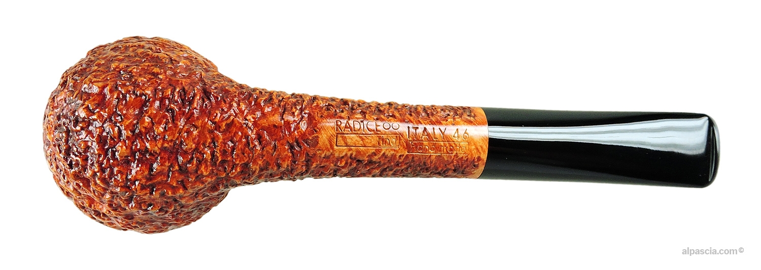 Radice Rind Semi-Rusticated Pipe - Bottom view of the linear shank displaying authentic Radice maker stamps