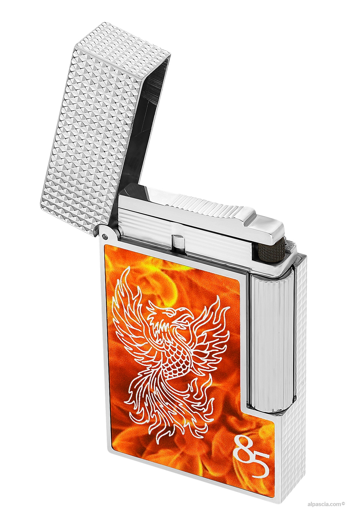 S.T. Dupont Line 2 85th Anniversary Lighter - Open view and roller