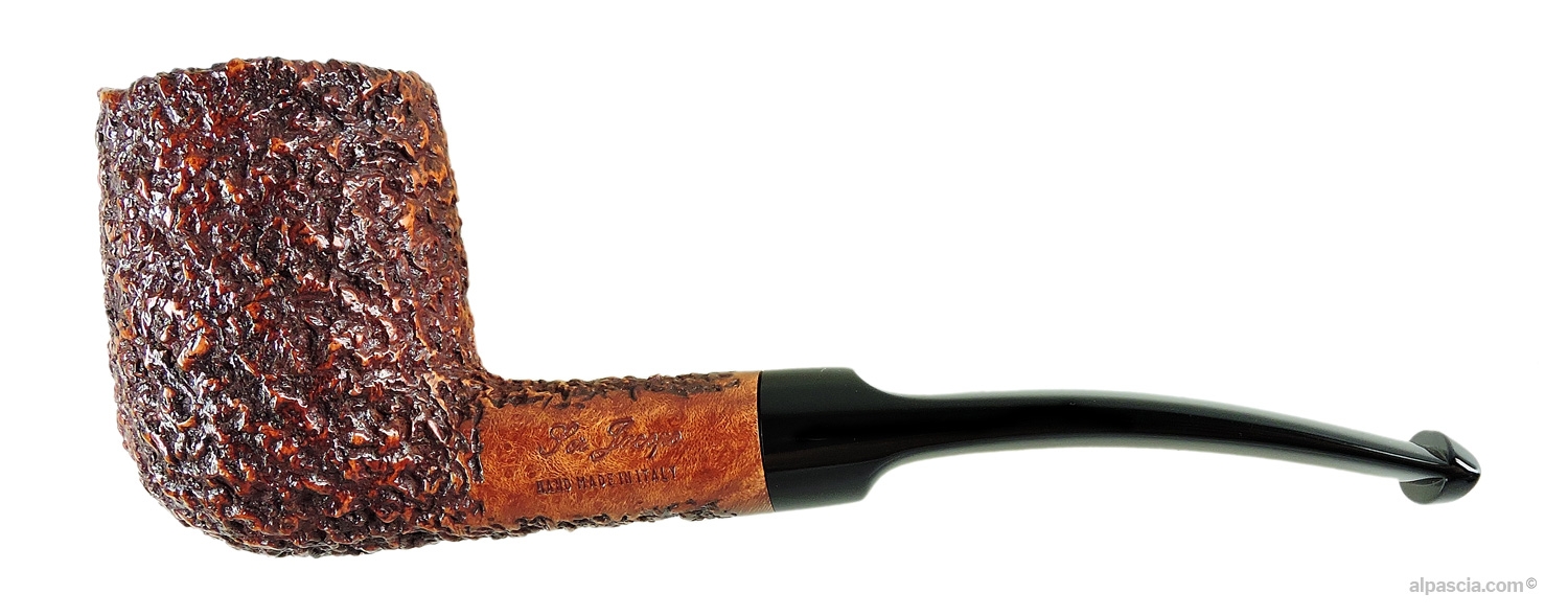 Ser Jacopo R1 Rusticated Pipe - Semi-bent profile highlighting the rich, deeply hand-carved tactile texture